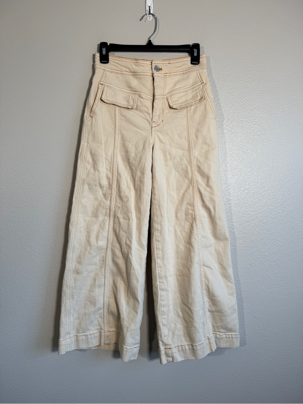 Pilcro by Anthropologie High-Rise Crop Wide-Leg Utility Jeans in Neutral - 26 - Picture 4 of 7